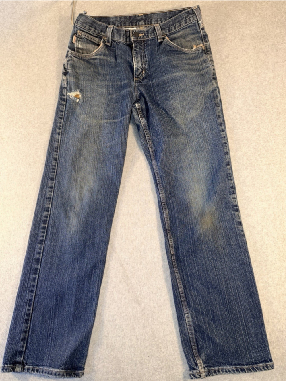Carhartt Jeans Mens 30x30 Blue Traditional Fit Stretch Denim Distressed 101814